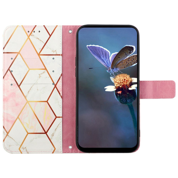 Etui z klapką do Xiaomi Redmi Note 13 Pro 4G / Xiaomi Redmi Note 14S / Xiaomi Poco M6 Pro 4G, Wallet, Marble różowe