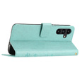 Etui z klapką do Samsung Galaxy A25 5G, Butterfly, miętowe + szkło 9H