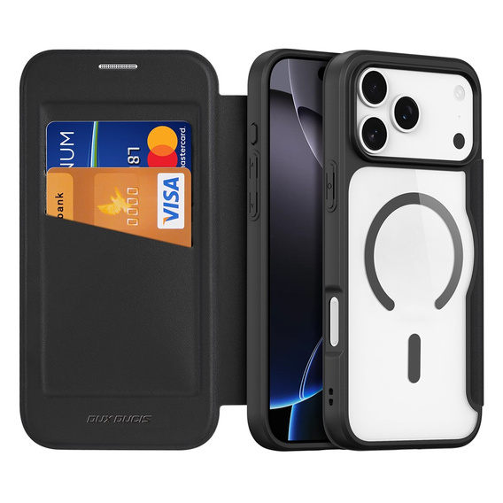 Etui z klapką Dux Ducis do iPhone 17 Pro Max, Skin X Pro, do MagSafe, czarne