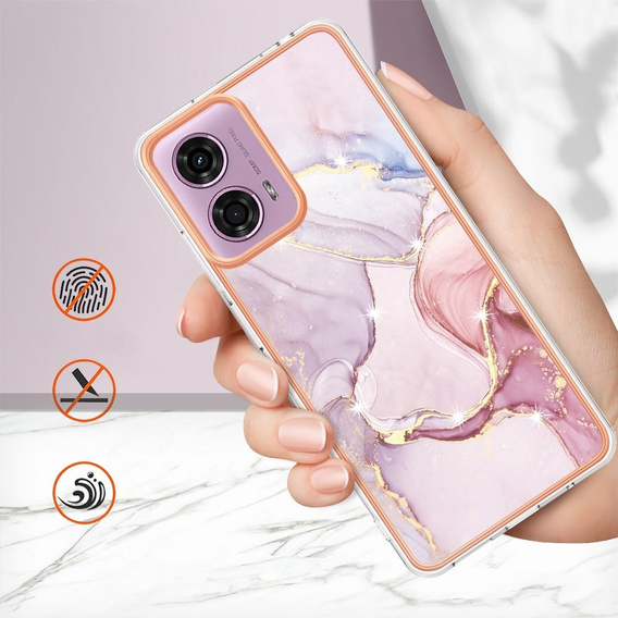 Etui ochronne do Motorola Moto G24 / G24 Power / G04, Marble Slim Case, różowe