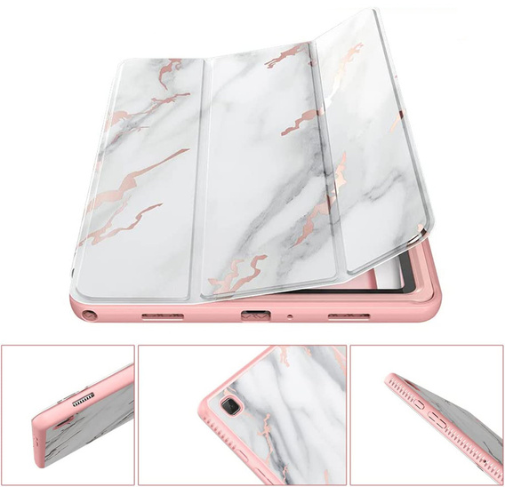 Etui do Samsung Galaxy Tab A7, Suritch Full Body Basic Marble, różowe