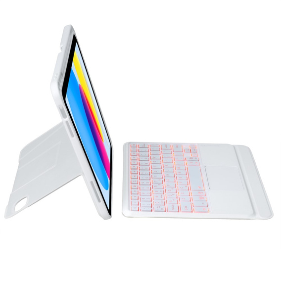 Etui z klawiaturą Bluetooth i touchpadem do iPad 11" 2025 A16 (11 gen.) / iPad 10.9" 2022 (10 gen.) – białe