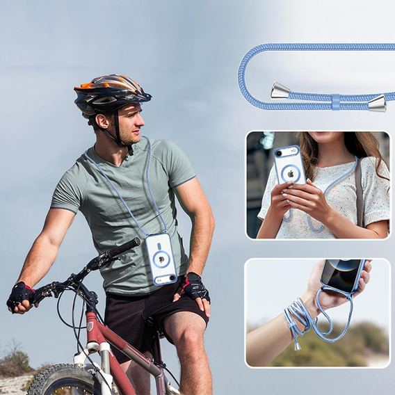 Etui do iPhone Air, Electro MagSafe, niebieskie + Smycz
