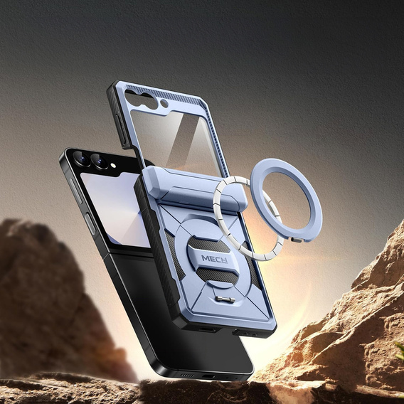 Etui do Samsung Galaxy Z Flip7 FE / Z Flip6, Tongate MECH Magsafe, niebieskie