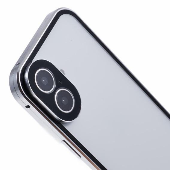 Etui do iPhone 16, Magnetic Dual Glass, srebrne