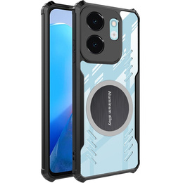 Etui do Infinix Hot 50i 4G, z blaszką magnetyczne, przezroczyste / czarne