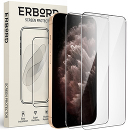 2x Szkło Hartowane do iPhone 11 Pro, ERBORD 9H Hard Glass, szybka