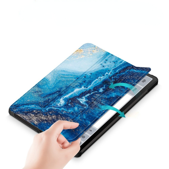 Etui do Samsung Galaxy Tab S9 FE+ Plus z miejscem na rysik, Niebieski marmur