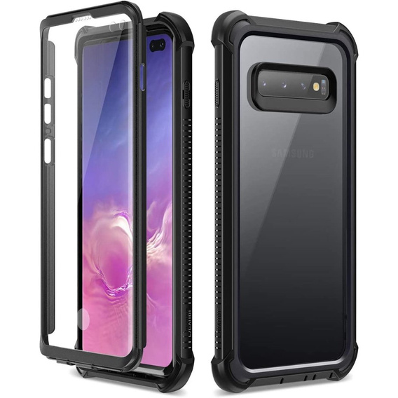 Etui do Samsung Galaxy S10 Plus, Dexnor Full Body Rugged, przezroczyste / czarne