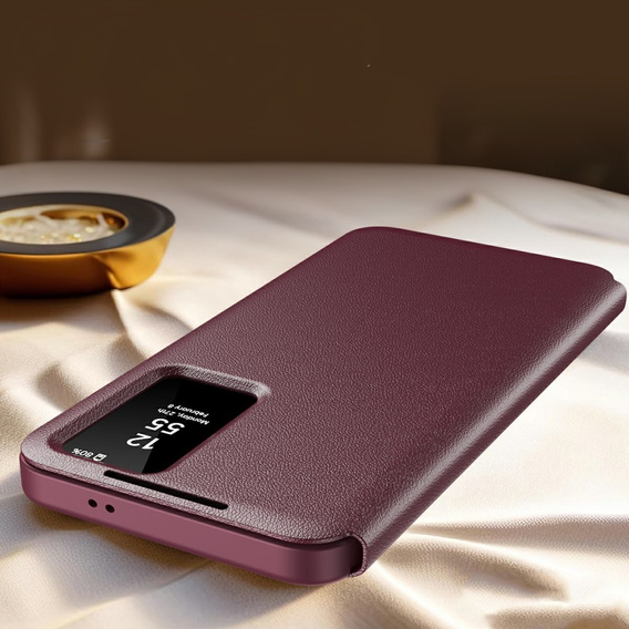 Etui do Samsung Galaxy A56 5G – Smart View z kieszenią na kartę, bordowe