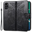 Etui z klapką do Motorola Moto G22, Butterfly, czarne