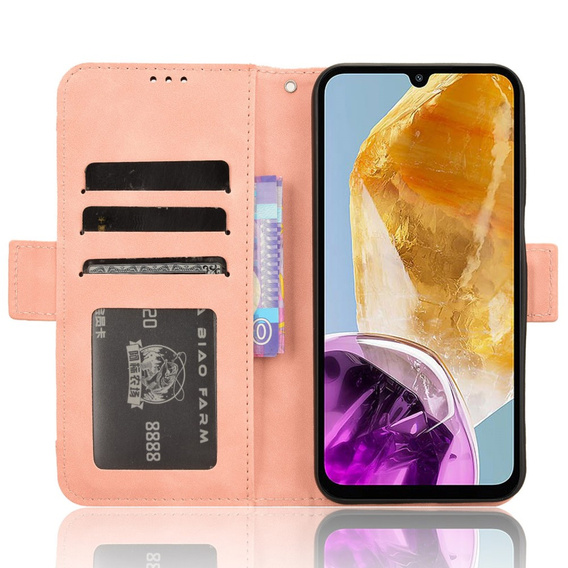 Etui z klapką do Samsung Galaxy M15 5G, Card Slot, różowe