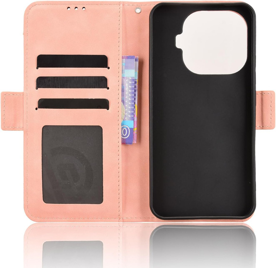 Etui z klapką do Xiaomi 15T Pro, Card Slot, różowe