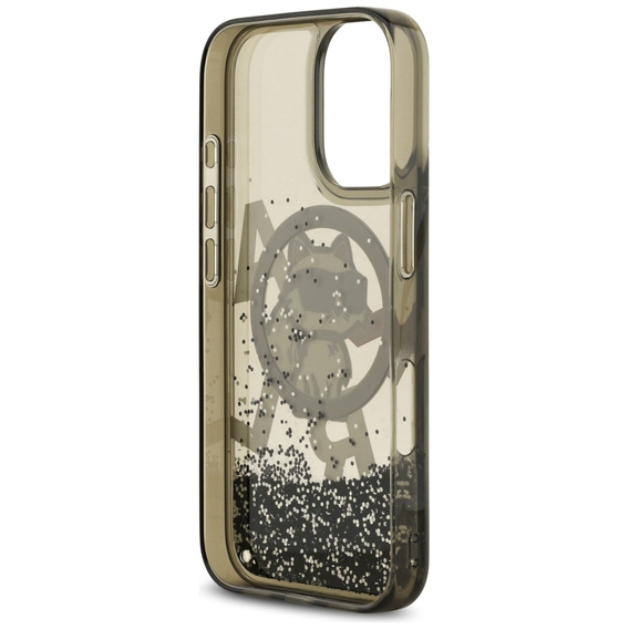 Etui Karl Lagerfeld do iPhone 17, Liquid Glitter Choupette MagSafe, czarne