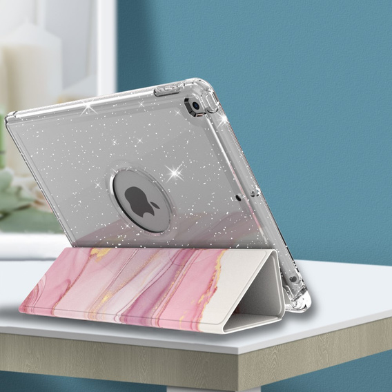 Etui do iPad 10.2" 2021/2020/2019 (9/8/7 gen.), Smartcase Hybrid, z miejscem na rysik, Marble różowe