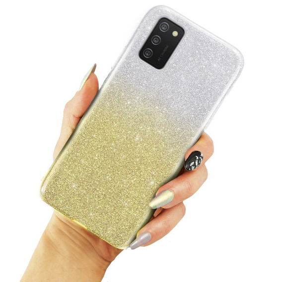 Etui Glitter Case do Samsung Galaxy  A02S, Silver/Gold