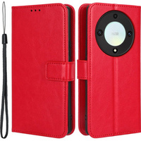 Etui z klapką do Honor Magic 5 Lite, Crazy Horse Wallet, czerwone