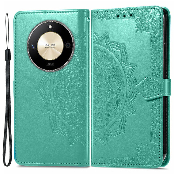 Etui z klapką do Honor Magic 6 Lite 5G, Mandala, zielone
