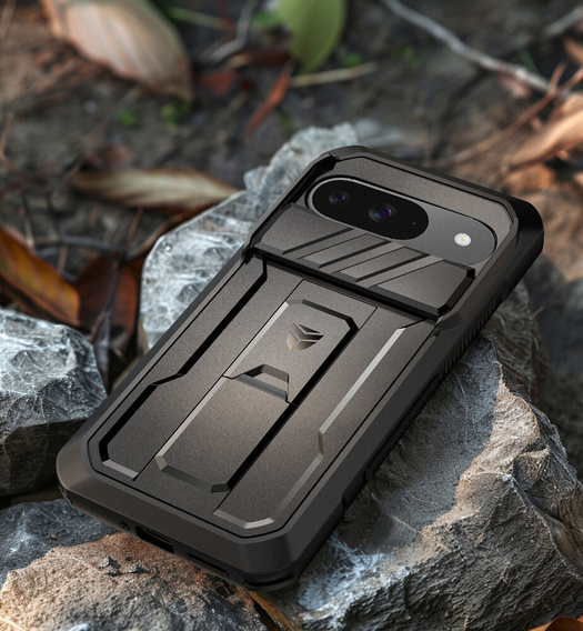 Etui pancerne do Google Pixel 9a, Dexnor Kickstand (Two Frames), czarne