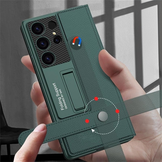 Etui z klapką do Samsung Galaxy S25 Ultra, GKK Card Slot Wallet, zielone