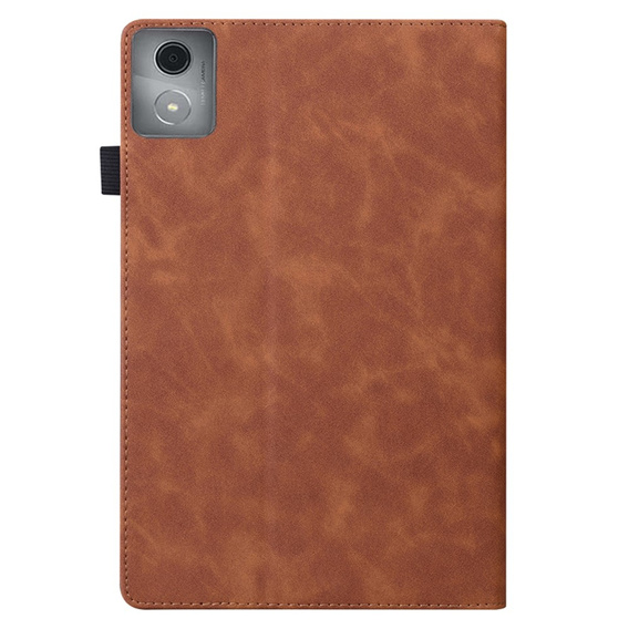 Etui do Lenovo Tab K11 Plus – brązowe, skórzane, z kieszenią na kartę i funkcją wielopozycyjnej podstawki