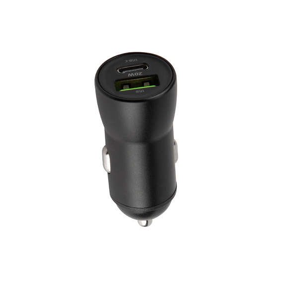 Maxlife ładowarka samochodowa PD/QC MXCC-04 20W (1× USB-C + 1× USB) + kabel USB-C – USB-C 60W, czarna