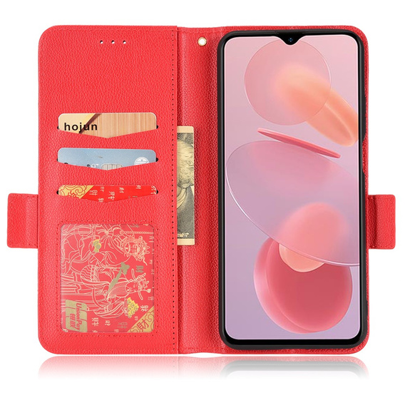 Etui z klapką do Ulefone Note 12P, Wallet Litchi Magnet, czerwone