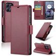 Etui ERBORD Glossy Litchi, portfel z klapką do Motorola Moto G86 5G / G86 Power 5G – czerwone