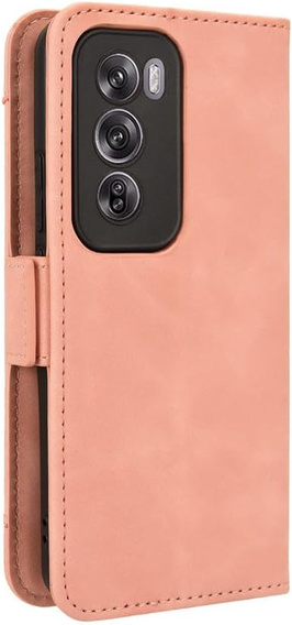 Etui z klapką do Oppo Reno 12 Pro, Card Slot, różowe