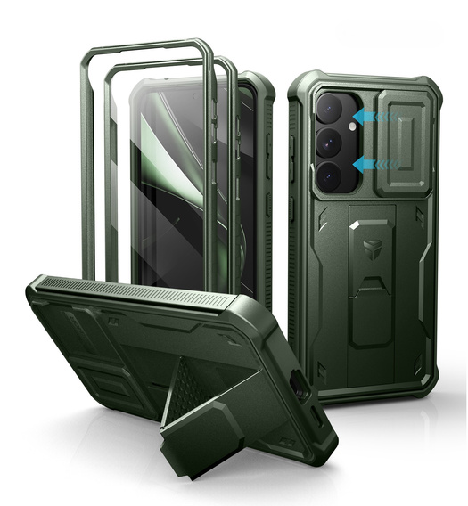 Etui pancerne do Samsung Galaxy S25+ Plus, Dexnor Full Body (Two Frames), zielone