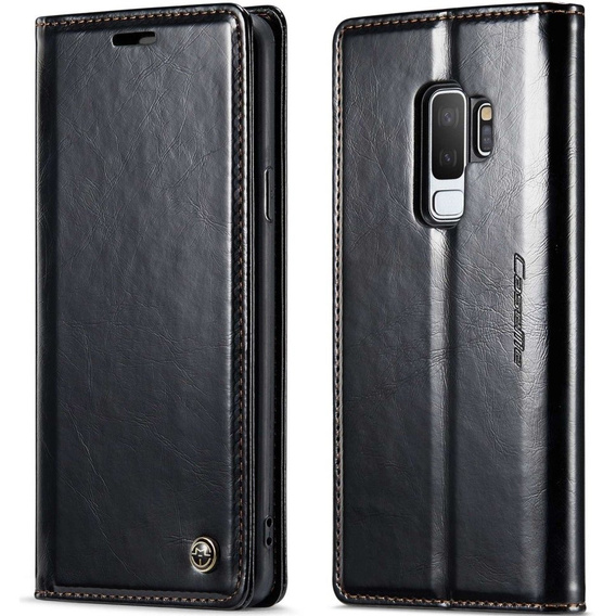 Etui z klapką CASEME do Samsung Galaxy S9+ Plus, Waxy Textured, czarne