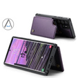 Etui z klapką CASEME do Samsung Galaxy S25 Ultra, Litchi Wallet, fioletowe