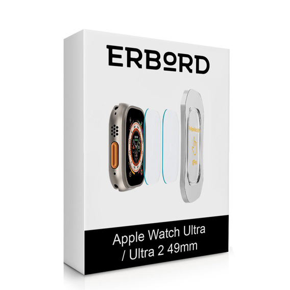 2x Szkło Hartowane z ramką do montażu ERBORD do Apple Watch Ultra / Ultra 2 49mm