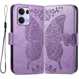 Etui z klapką do Oppo Reno 13 Pro, Butterfly, fioletowe