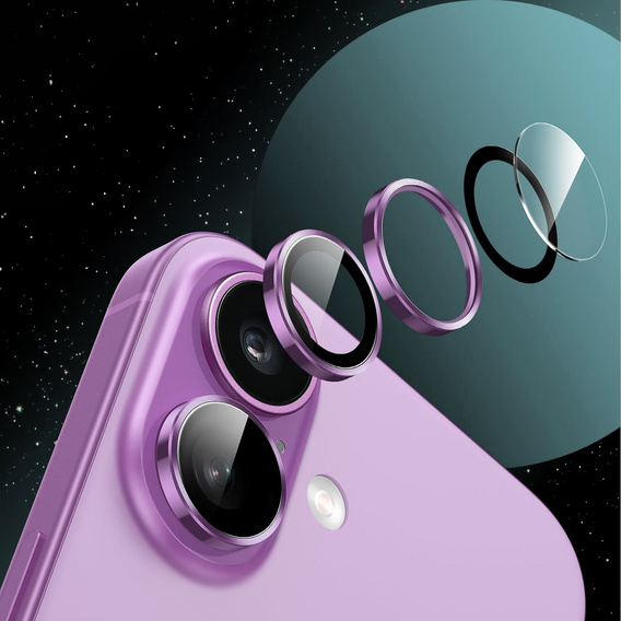 2x Szkło na aparat ERBORD OPTIK Pro do iPhone 17, fioletowe