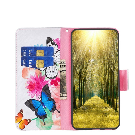 Etui z klapką do Infinix Hot 40i, Wallet, Butterflies białe