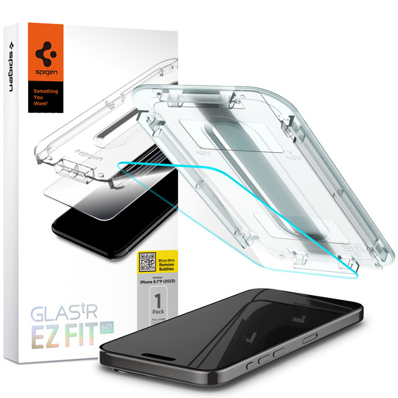 SPIGEN Szkło Hartowane do iPhone 15 Pro, Glas.TR EZ Fit