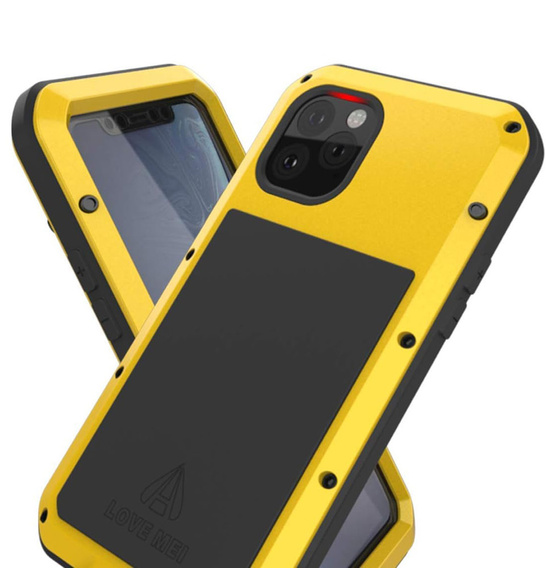 Etui Love Mei do iPhone 11, pancerne ze szkłem, żółte / czarne