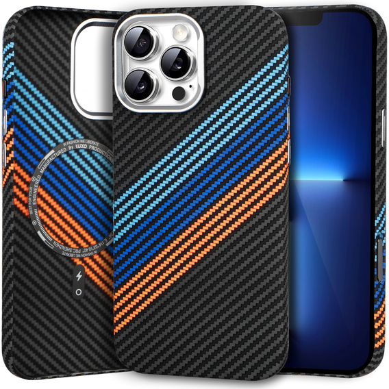 Etui do iPhone 13 Pro Max, Carbon Fiber MagSafe, granatowe