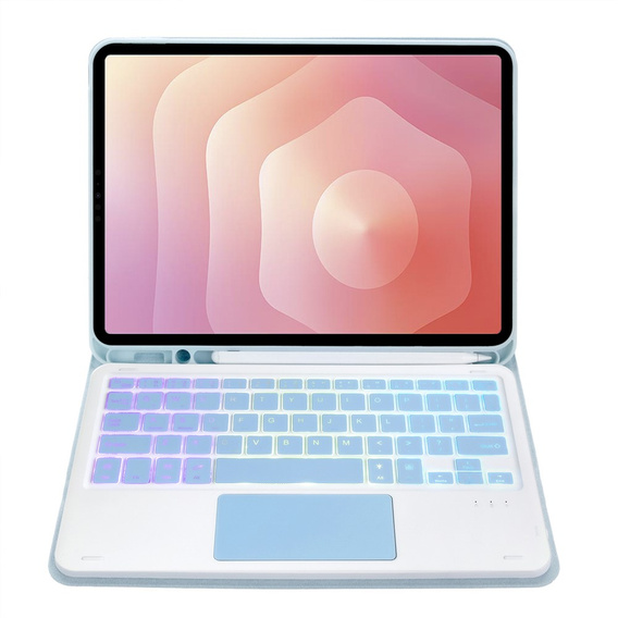Etui z podświetlaną klawiaturą Bluetooth i touchpadem do Samsung Galaxy Tab S11 – niebieskie