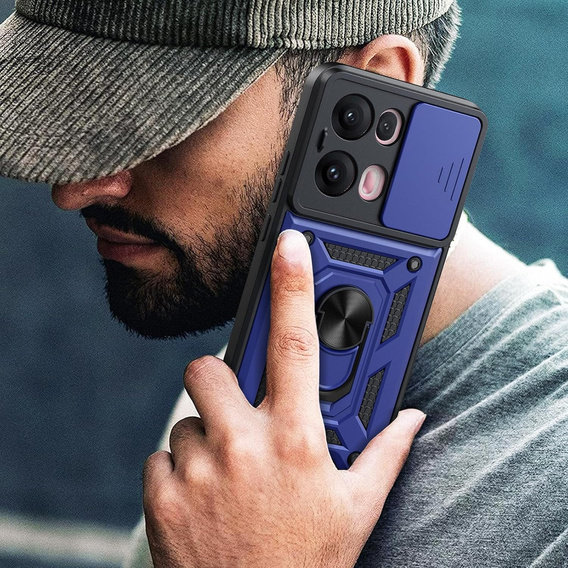 Etui pancerne do Oppo Reno 13 Pro, CamShield Slide, niebieskie