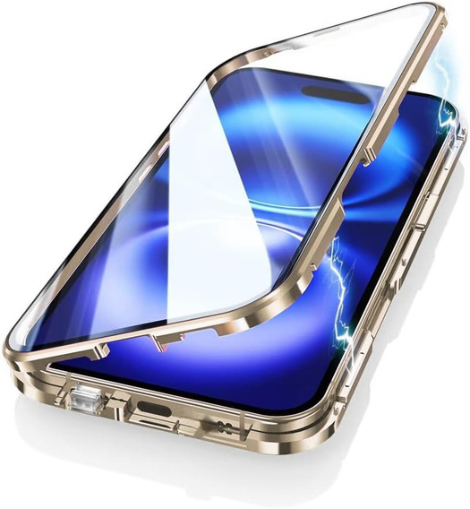 Etui do iPhone 16, Dual Glass, do Magsafe, złote