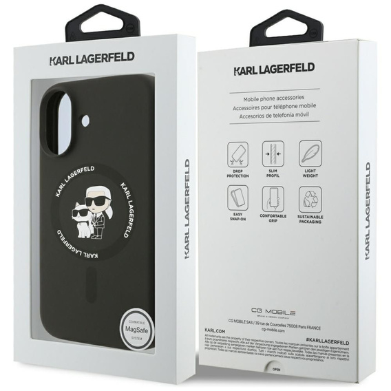 Etui Karl Lagerfeld do iPhone 17, Silicone Body Ring, czarne