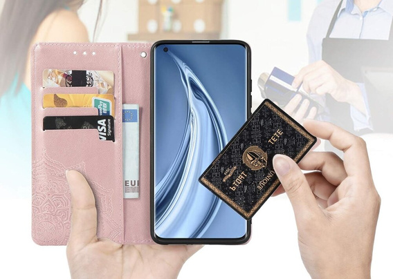 Etui z klapką do Oppo Reno 12 Pro, Mandala, różowe