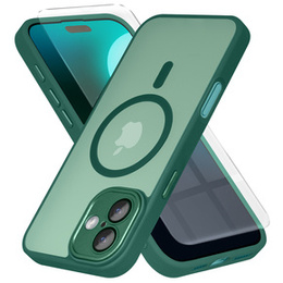 Etui do iPhone 16, do MagSafe, ERBORD Matt Case, zielony + Szkło na ekran