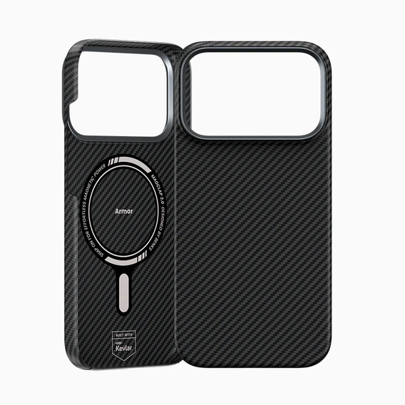 Etui BENKS Kevlar Armor Air do iPhone 17 Pro Max, Carbon Fiber 600D A070, do MagSafe – czarne