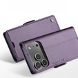 Etui do iPhone 17 Pro Max, ERBORD Glossy Litchi, portfel z klapką, fioletowe