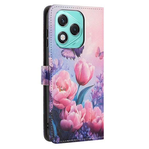 Etui portfelowe do Honor 400 Lite – różowy kwiat i motyl