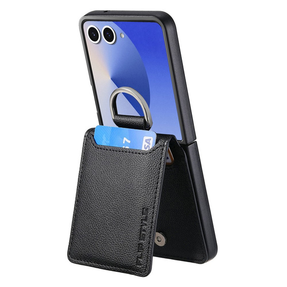 Etui z miejscem na karty i ringiem do Samsung Galaxy Z Flip7 – czarne