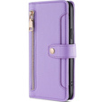 Etui z klapką do Samsung Galaxy S23, Wallet Zipper Pocket, fioletowe